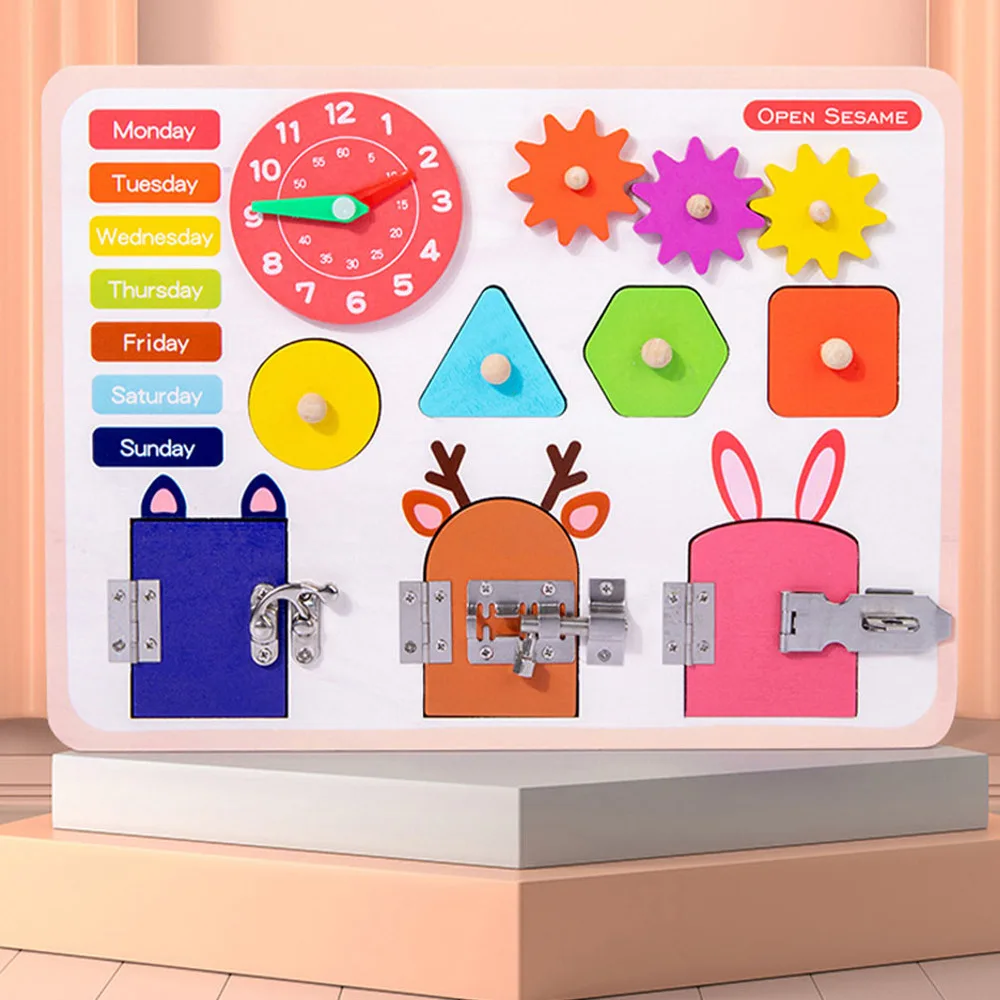 Tablero de desbloqueo de inteligencia para ni&ntilde;os, tablero de juegos de formas creativas, 1 ud.-4