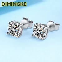 dimingke real 1ct2ct 8mm d moissanite stud earrings woman passed the diamond test 100 s925 sterling silver jewelry wedding