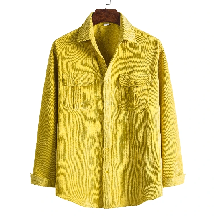 Autumn Long-Sleeve Corduroy Shirt Men Dress Fashion Multiple Colors Solid Oversize Shirts Tops For Man Camisas Para Hombre M-3XL | Мужская