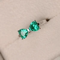 fashion green crystal rhinestones rings for women accessories statement jewelry girl gift exquisite sweet bow women rings