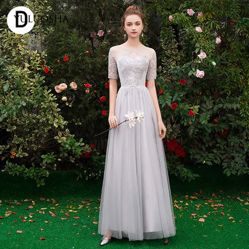 YULUOSHA платье подружки невесты Длинные вечерние свадебные платья без рукавов
