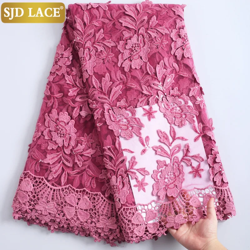 

SJD LACE Onion French Lace Fabric High Quality African Lace Fabric With Sequins 3D Applique Mesh Laces For Wedding Party A2242