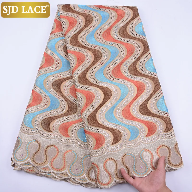 SJD кружевное коричневое Африканское сухое полотно с вышивкой швейцарская вуаль