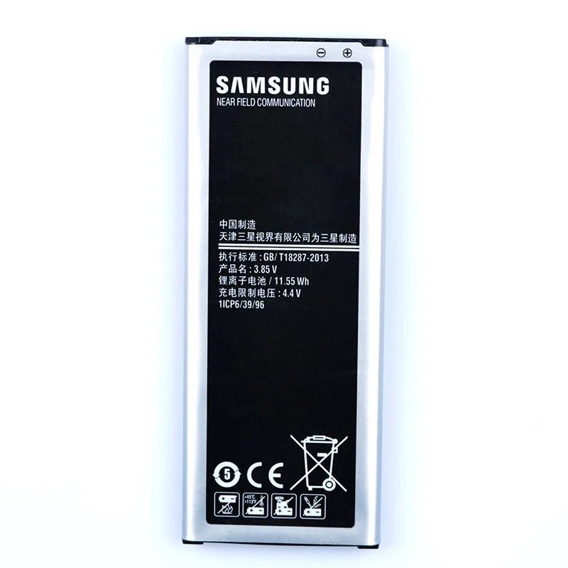 Оригинальный аккумулятор Samsung для GALAXY NOTE 4 N9100N 9109 в N9106W N9108V с NFC 3000 мАч|Аккумуляторы