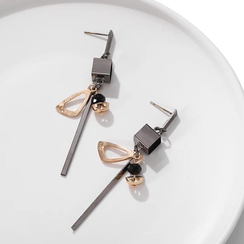 ZHEN TOMOMI корейские массивные милые геометрические длинные серьги с металлическим