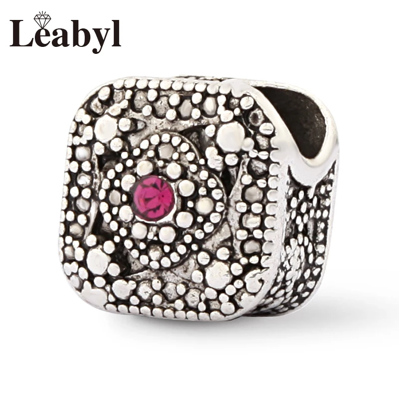 Leabyl серебряный цвет квадратные ювелирные изделия бусины Подходит для браслета