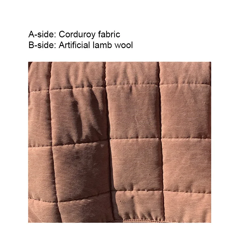 

CHAUSUB Winter Blanket On Bed Quilt 1Piece Corduroy+lamb Wool Fabric Quilts Quilted Coverlet Twin Queen Size Bedspread Bed Cover