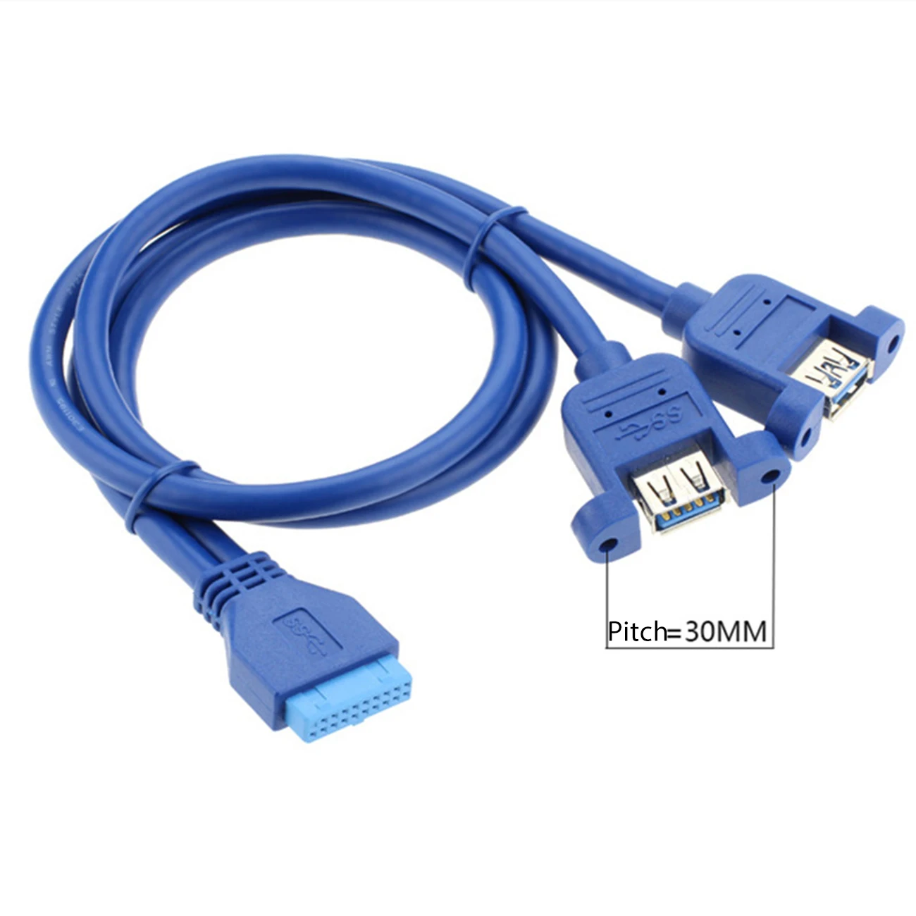 

USB 3.0 Date Cable 20Pin to Dual USB 3.0 Screw Lock Panel Mount Header Cable 0.5m for PC Computer Case Internal Mainboard