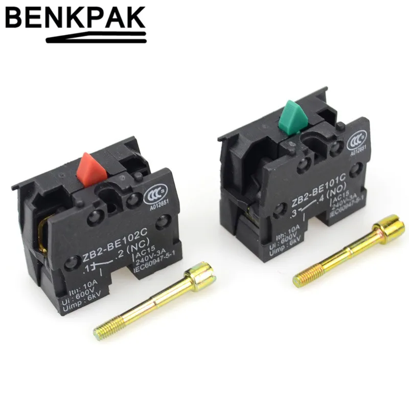 2 шт. XB2 кнопочный переключатель ZB2BE102C(NC) контактный блок ZB2-BE101C(нет - Цвет: NO NC EACH 1PCS