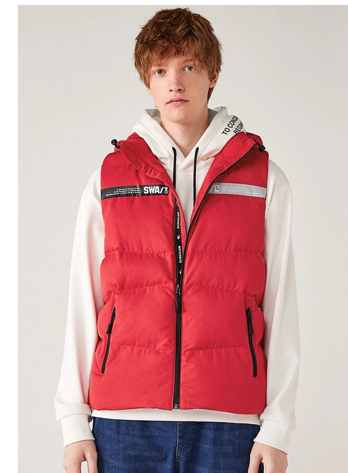 Semir, хлопковый жилет, мужской, Молодежный, хит, цветной, с буквенным принтом, с капюшоном, мужской жилет, теплый, короткий, параграф, тренд, без рукавов, жилет