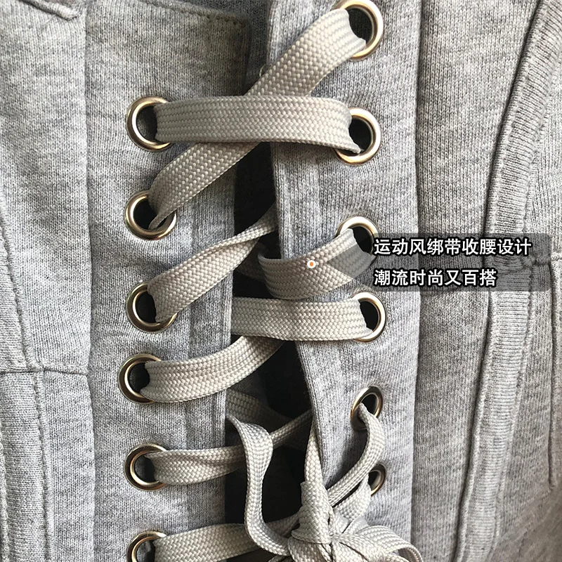 Высококачественная толстовка на молнии Женская тонкий серый корсет модная