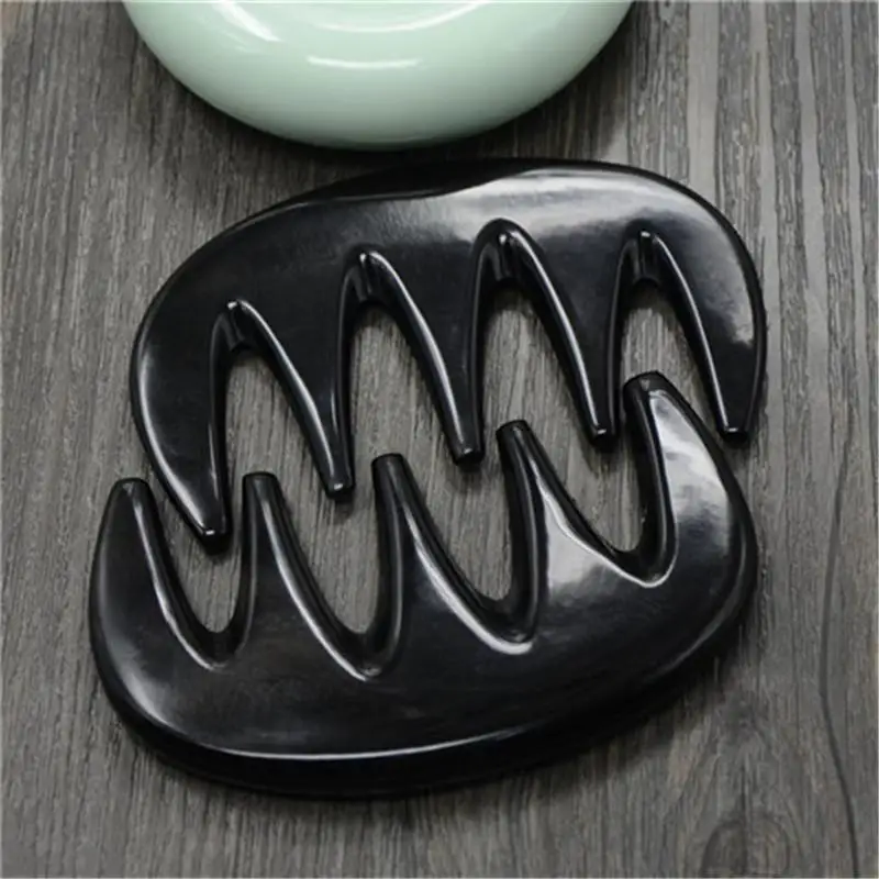 Коровья рога гребень для массажа волос Черный Бык Рог Gua Sha инструменты кожи