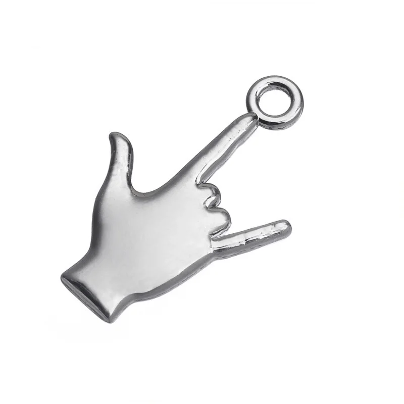 10 шт. Серебряная Пальма Висячие Шарм ручной штампованный сплав сердце подвеска в