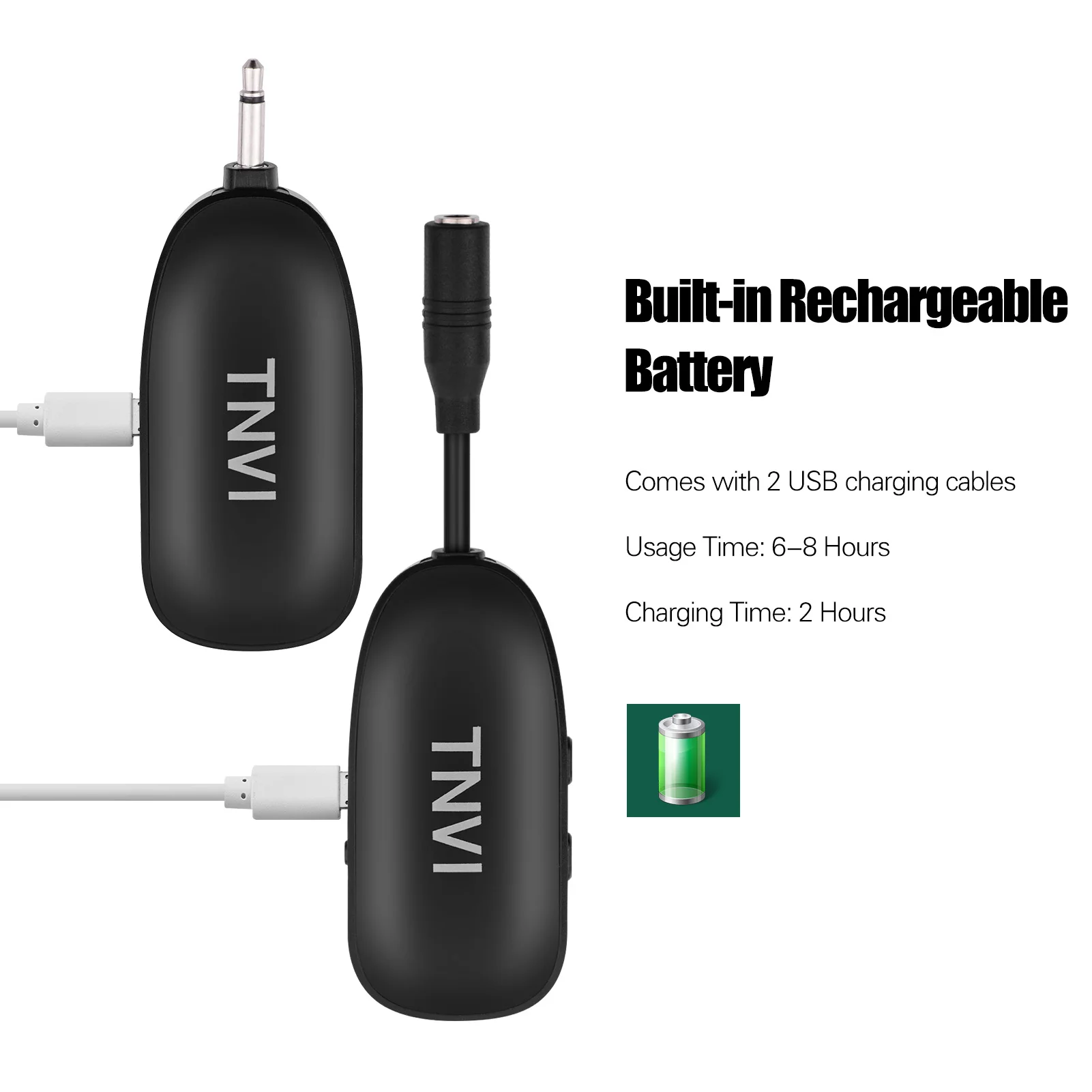 

2.4G Wireless Microphone System with Mini Rechargeable Transmitter & Reveiver Lapel Lavalier Microphone 3.5mm