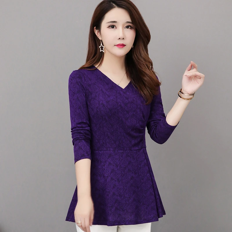 Женская утепленная Блузка с V-образным вырезом и длинным рукавом | одежда