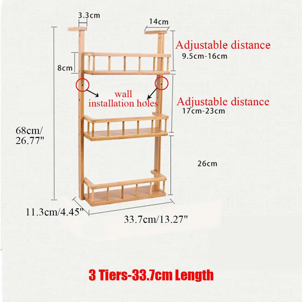 

2/3/4 Layer Wooden Adjustable Refrigerator Shelf Fridge Side Rack Sidewall Holder Kitchen Supplies Organizer Side Hanging Rack