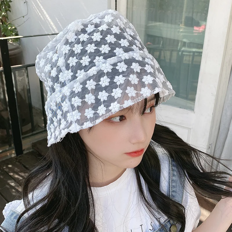 Hat female Korean version of the tide retro temperament lace sunscreen hat fisherman light net red breathab | Аксессуары для