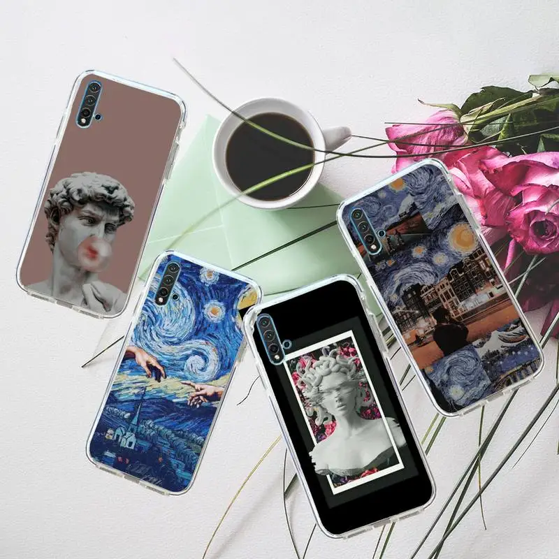 

Van Gogh Mona Lisa Phone Case Transparent for Huawei honor P mate 40 20 30 10 50 i 9 x mate pro lite 8a