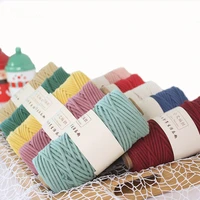 4mm 100 cotton cord colorful braided solid core cord for diy macrame wall hanging bags craft decoration
