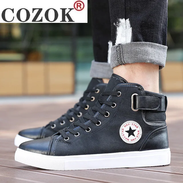 

Fashion Autumn Winter Male Footwear Patchwork Flats sneakers High Top Men Shoes Canvas Men Casual Shoes BIG Size 886