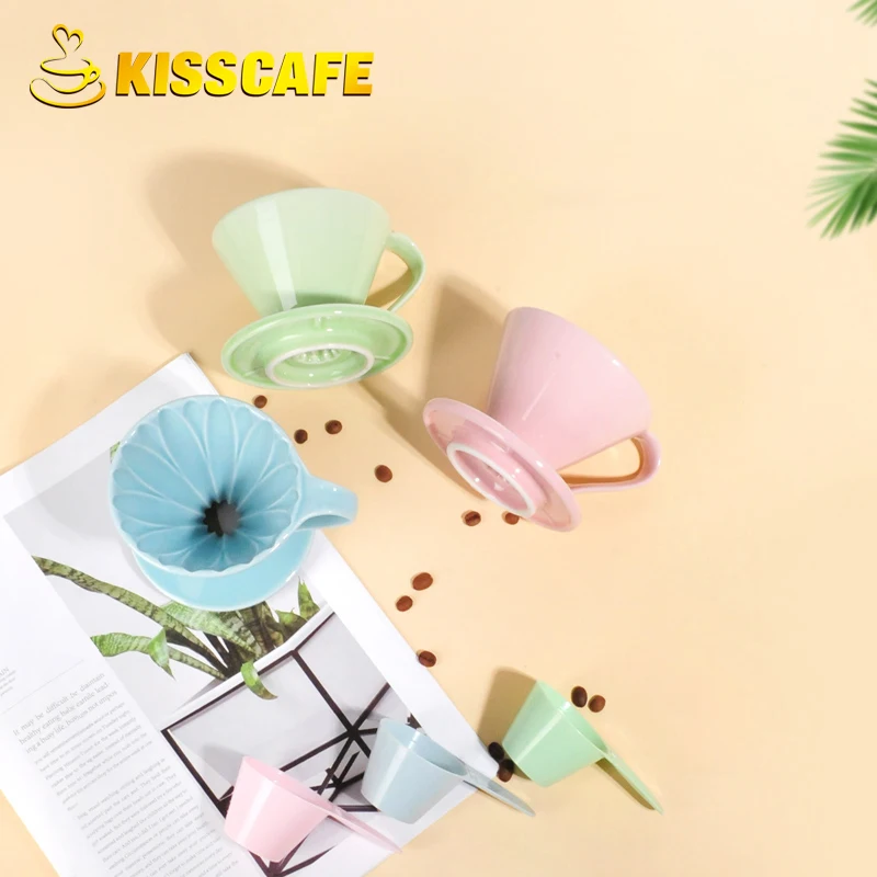 Керамическая капельная капельница V60 Кофеварка розовая/зеленая/желтая