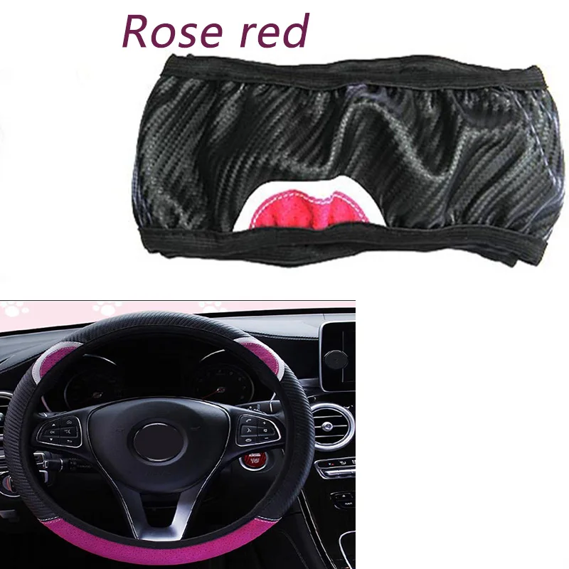 rose red Кошачий карбоновый чехол рулевого колеса автомобиля Противоскользящий для Toyota Corolla Avensis RAV4 Yaris Auris Hilux Prius verso MG 3 ZR Buick - Название цвета: rose red