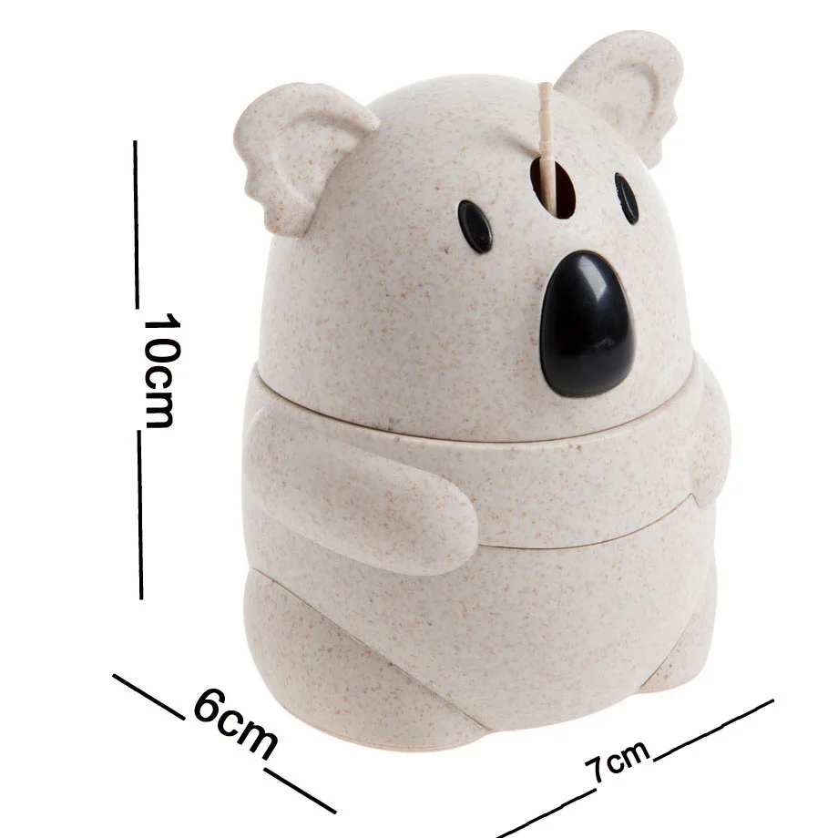 

tenmiu Koala Tooth Sign Cylinder Toothpick Box Household Simple Living Room Toothpick Can Portable Automatic Creative Cute CIQ