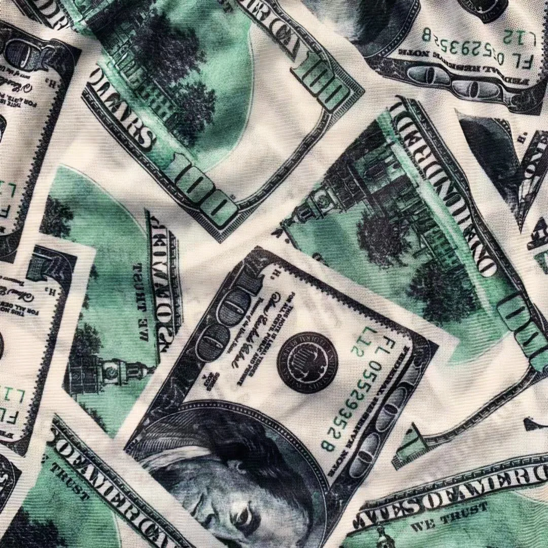 

Dollars Pattern Print Sashes Neck Flare Long Sleeves Bodysuit & Pants Women Suit Sexy Style Two Piece Set