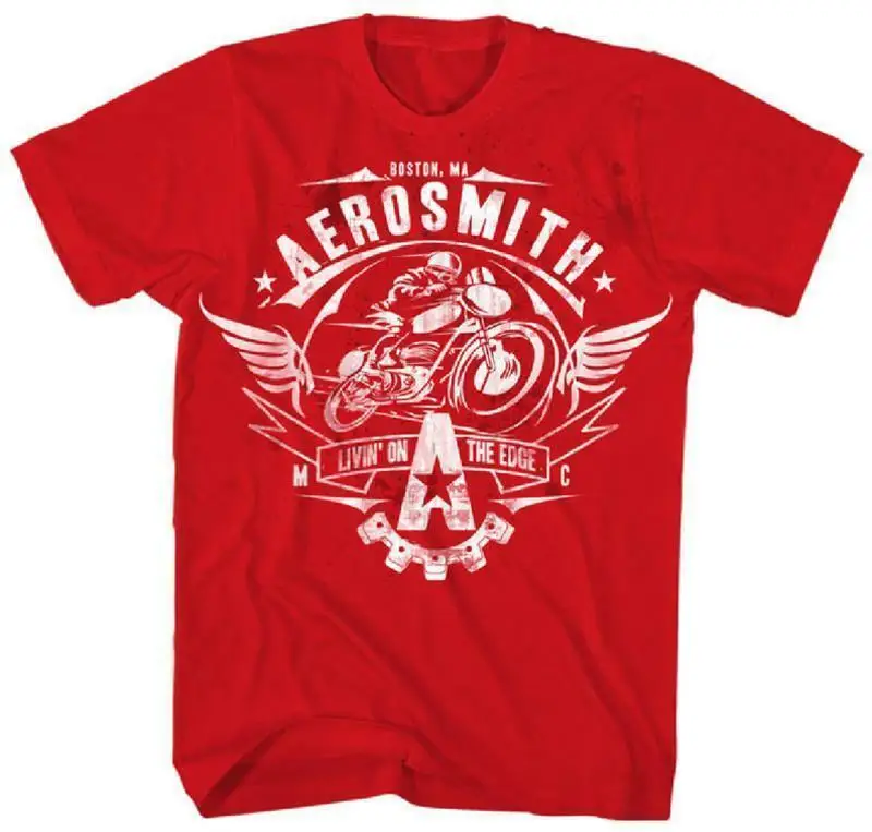 Официальный Aerosmith Livin On The Edge мужская красная футболка US IMPORT|Мужские футболки| |
