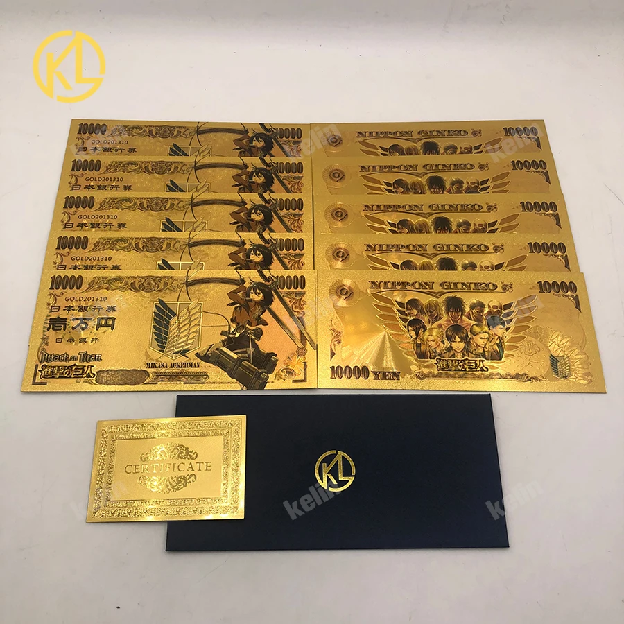2020 Hot Japanese Anime Gold Banknote Attack on Titan  Sticker Cartoon for Home Decor Cool Kid Child Gift images - 6