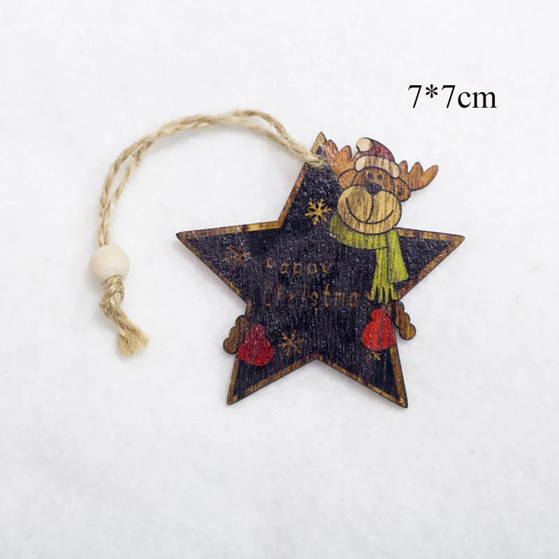 2PD-62887-3 1 шт., снежинка, олень, Санта-Клаус, Рождественская елка, кулон из натурального дерева, висячие украшения, рождественские, новогодние, вечерние, Декор, принадлежности 62891 - Color: 2PD-62887-3