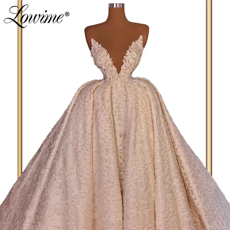 Ball Gown Lace Wedding Dresses 2021 Plus Size Muslim Bridal Gowns Customized Arabic Long Wedding Gowns Bride Vestido De Noiva