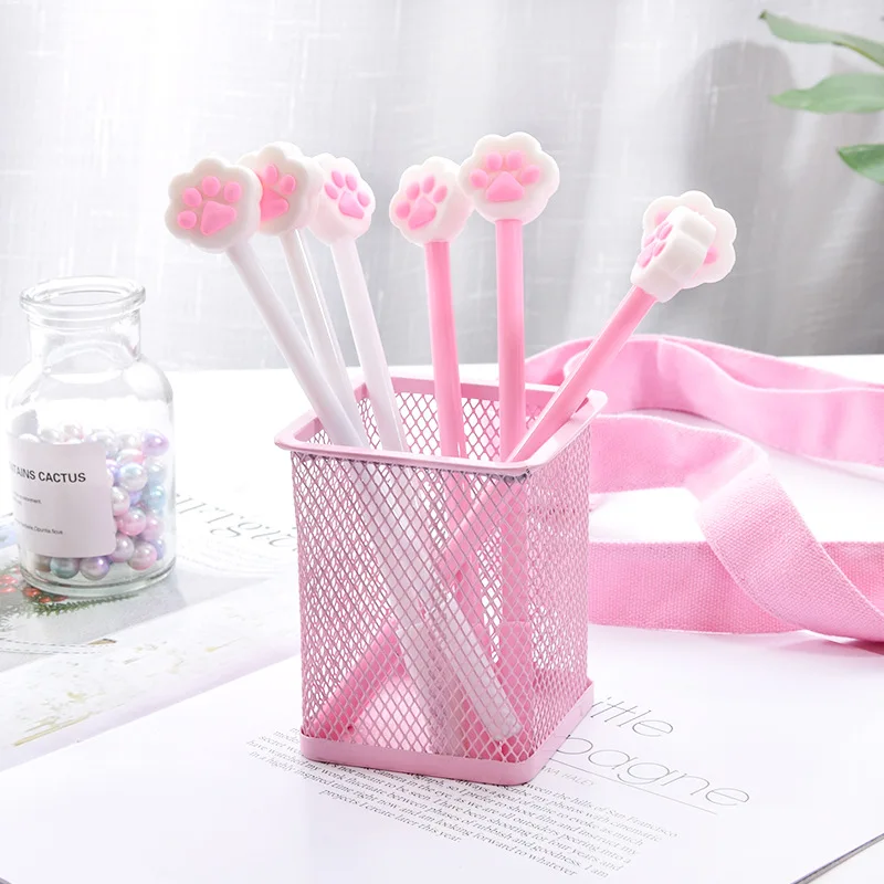 

48PCS Cute Girl Heart Soft Sprout Cat Claw Pen Chalk Silica Gel Head Cat Claw Neutral Pen Student Gel Pens Stationery