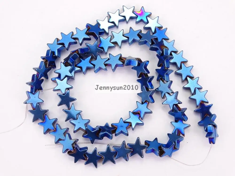 

Natural 8mm Metallic Blue Hematite Gems stone Flat Star Beads 16'' for Jewelry Making Crafts 10 Strands/Pack