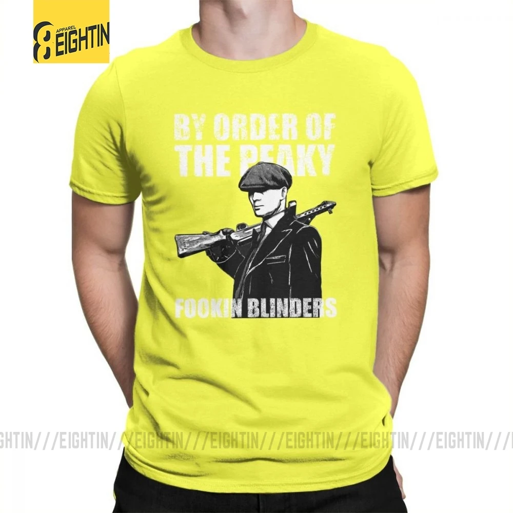 Футболки The Peaky Fookin blinds, хлопок, короткий рукав, круглый вырез, одежда для мужчин, футболки, винтажные, уникальные, 4XL, футболка - Цвет: Цвет: желтый