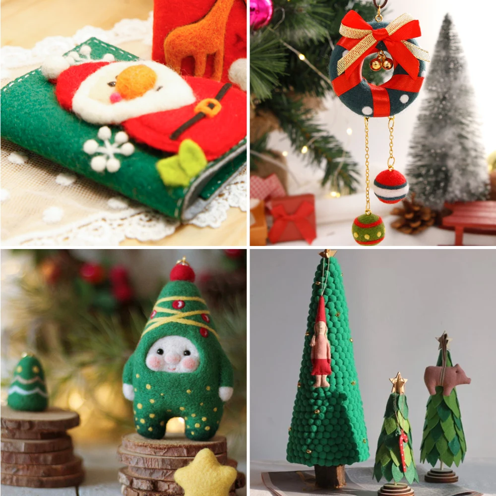 500 г шерстяной войлок Рождественская зеленая игла ткань для валяния рукоделия