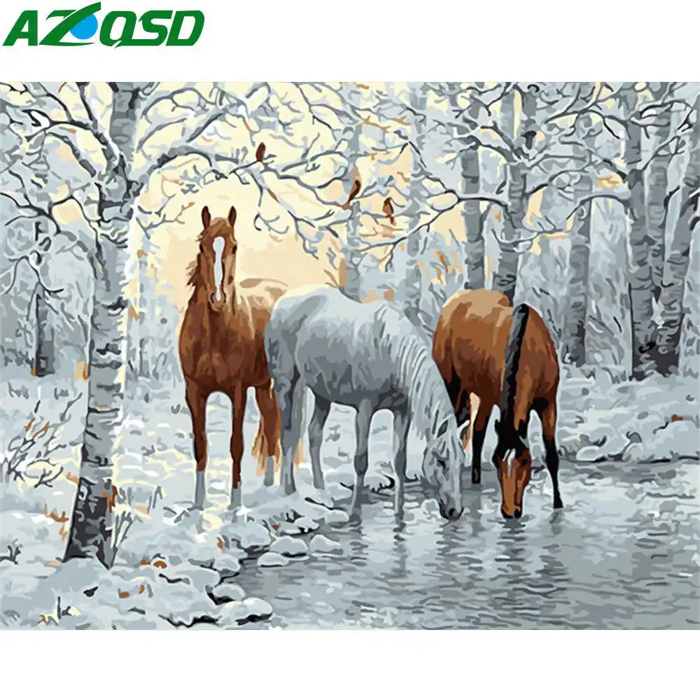 AZQSD DIY Краски по номерам Животные масло ing лошадь 50x40 см Раскраска на холсте ручной
