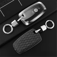 beautiful suede leather zinc alloy full cover car key case for ford ecosport edge explorer fusion s max mustang f 150 f 250f 350