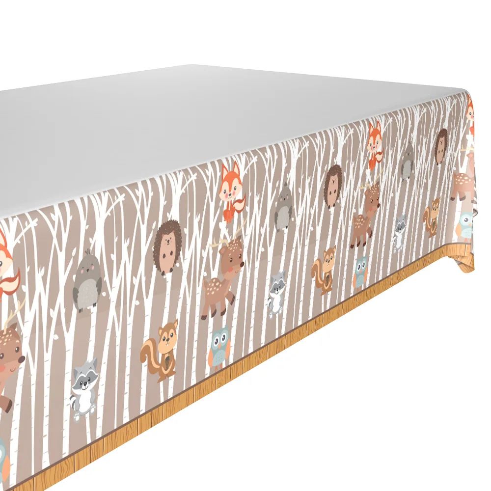 tablecloth 1pc Забавные Животные тема disney Бэмби Лось Совы лисы Ежик одноразовая посуда вечерние детский день рождения, День благодарения вечерние декор, Декор для дома - Цвет: tablecloth 1pc
