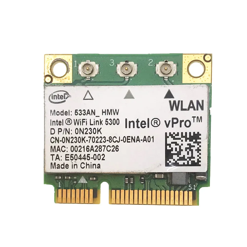 Для Wi-Fi Link Intel 5300 AGN 533AN_HMW 450 Мбит/с 802.11n Mini PCI-E Двухдиапазонная карта Wlan полуразмера