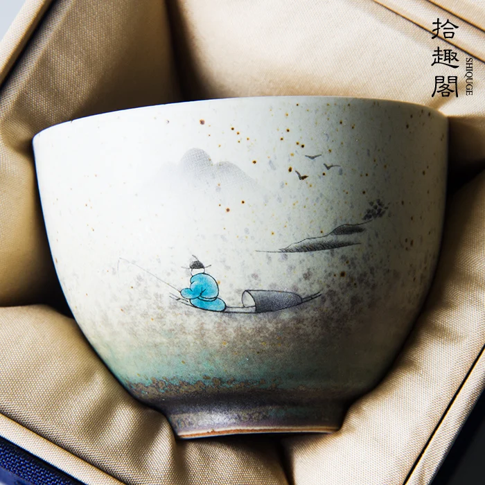 

Античная керамическая чайная чашка Zen kungfu чайный набор ручная роспись грубая керамика мастер чашка Личная чашка домашняя чайная чашка боль...