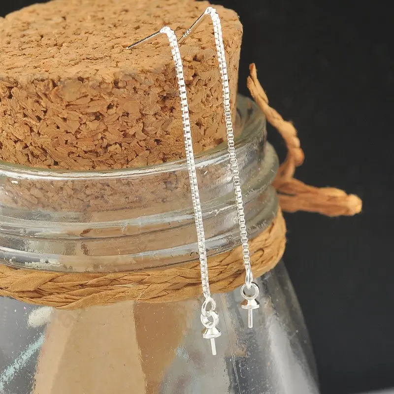 

20PCS 925 Sterling Silver Jewelry Findings Long Threads Handmade Making Accessories Box Venice Chain+Beads Cap Pin Earring 58MM