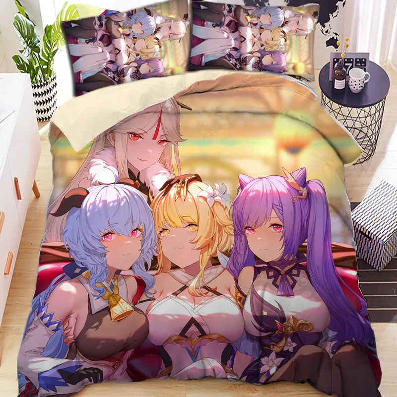 

Juego de ropa de cama con estampado 3d de Genshin Impact, edredÃ³n gigante de dibujos animados, sin sÃ¡bana