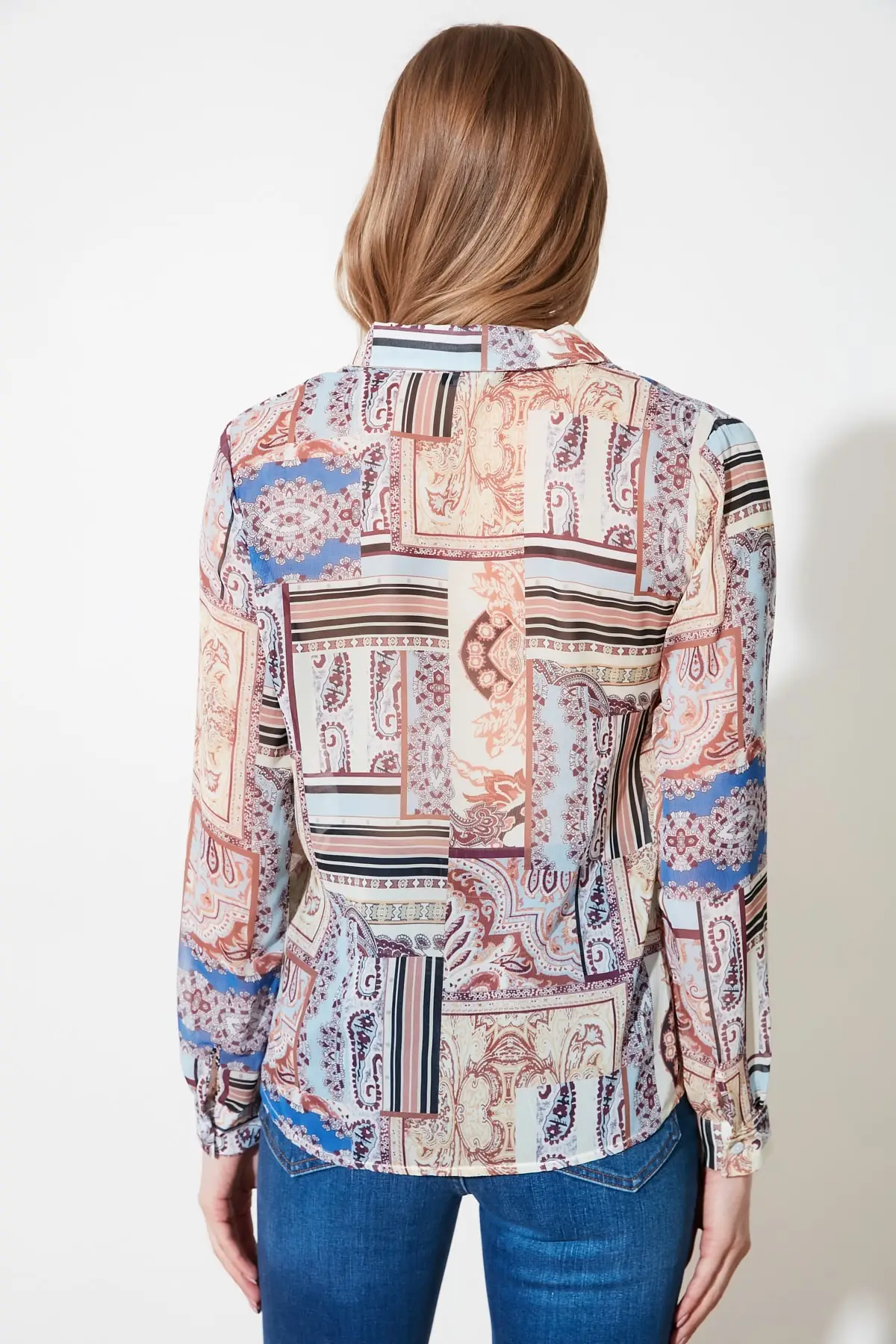 Trendyol Blue Print Shirt TOFSS19AP0014 | Женская одежда