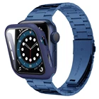 Чехол + ремешок для apple watch 6 band 5 4 SE 44 мм 40 мм чехол из закаленного стекла защита экрана и ультра тонкие полосы для iwatch correa