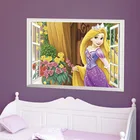 Рапунцель принцесса 3D наклейки на стену в виде окна для украшения дома детская комната настенная роспись художественные наклейки для девушек Мультяшные плакаты из фильмов