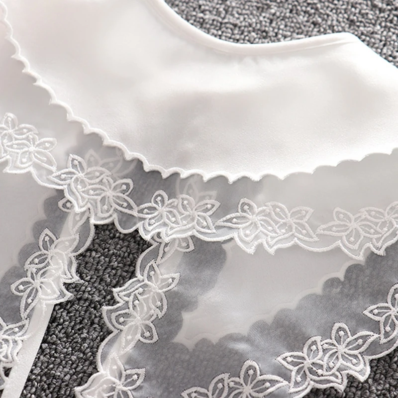

Double Layer Organza Fake Collar Big Shawl Embroidery Floral Necklace Capelet