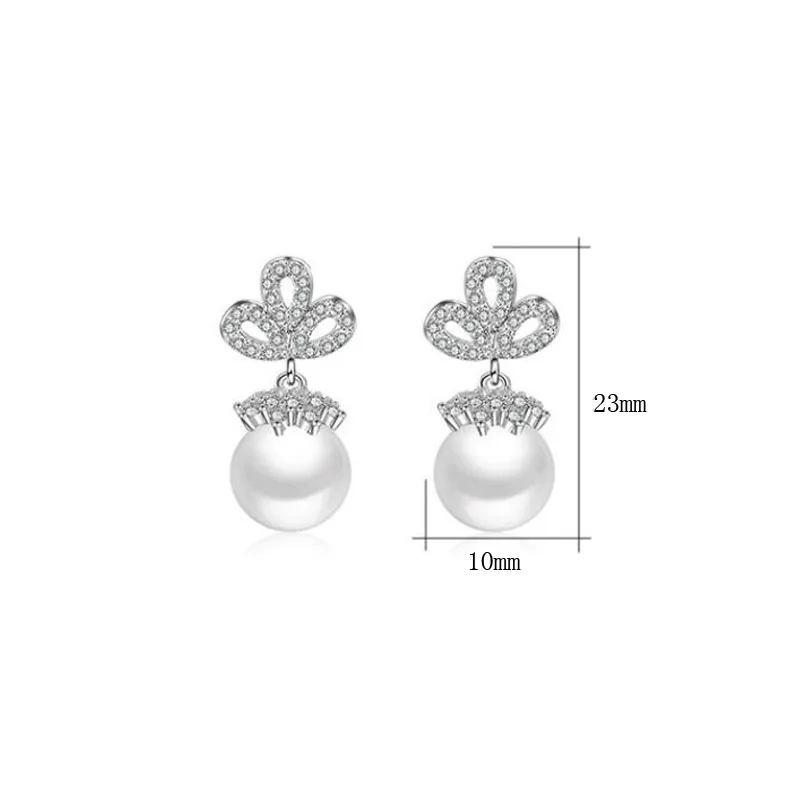 Сверкающие серьги с жемчугом в виде клевера для женщин и девушек ювелирные