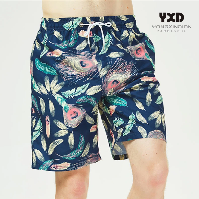 Men's Quick Dry Flower Print Running Shorts Men Swimsuit Man Swimwear Mens Short Pants Surf Joggers Sport Gym Beach Wear Mans