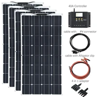 xinpuguang 400w flexible solar panel 4x100 system kits solar module monocrystalline cell 40a solar charger controller for car rv